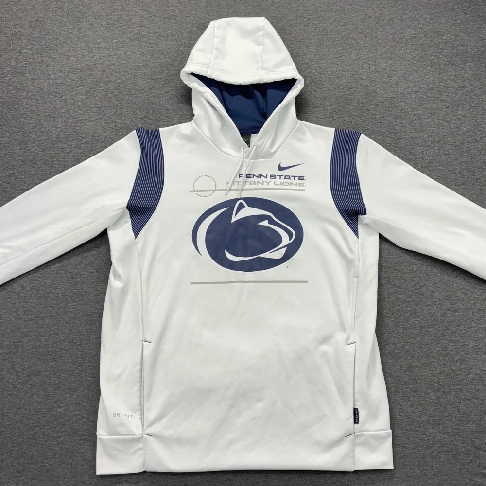 Nike Hoodie Mens L Penn State Nittany Lions White Dri-FIT Pullover On Field - Picture 5 of 13